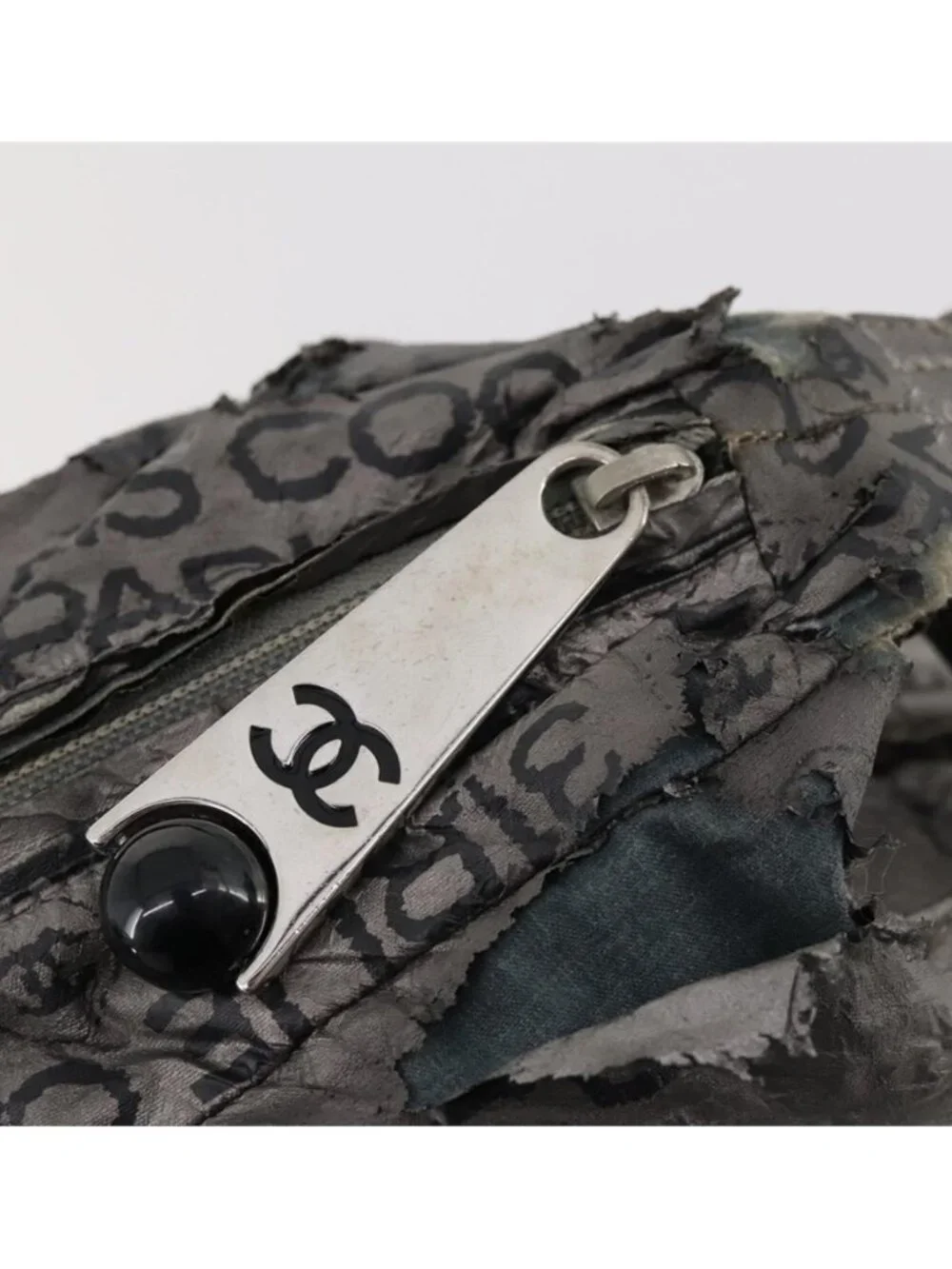 Authentic CHANEL Unlimited Shoulder Bag Coated Canvas Silver CC